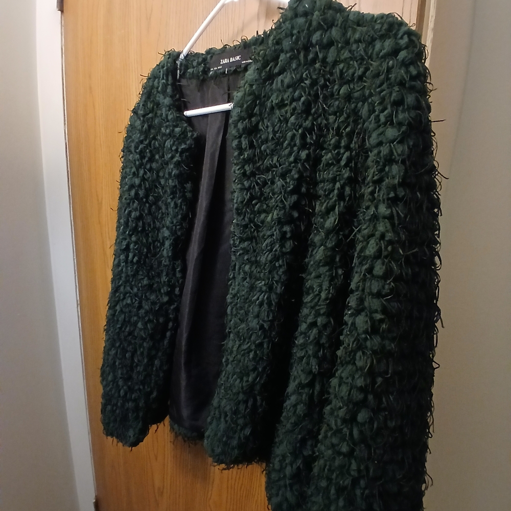 Zara Deep Green Plush Teddy Jacket